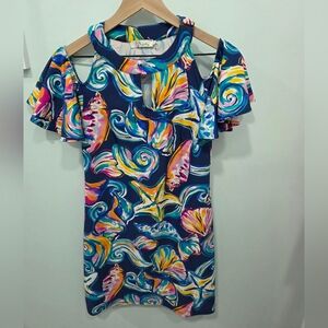 Aryeh Multicolor Swirl Dress Shell Print SMALL Like New!